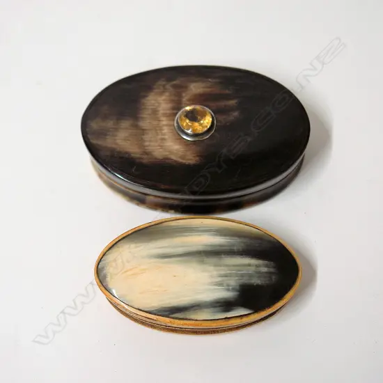 Two 19thC horn snuff boxes