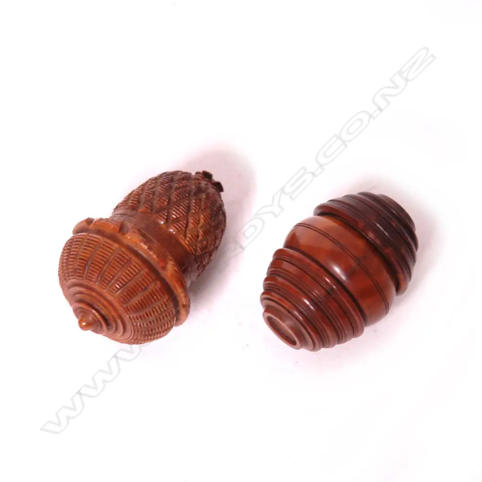 Two Victorian coquilla nut nutmeg graters Image 1++