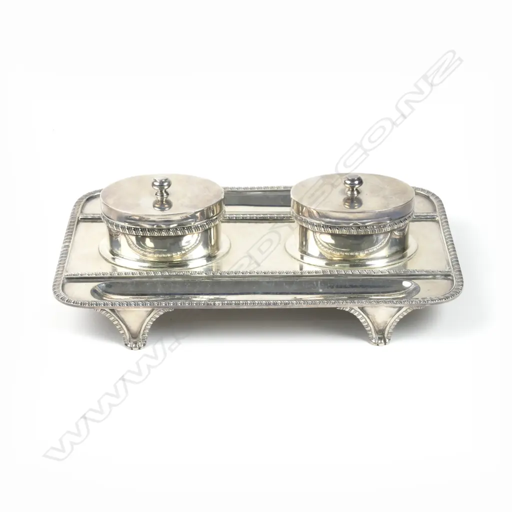 A heavy Georgian Revival silver inkstand Image 1++