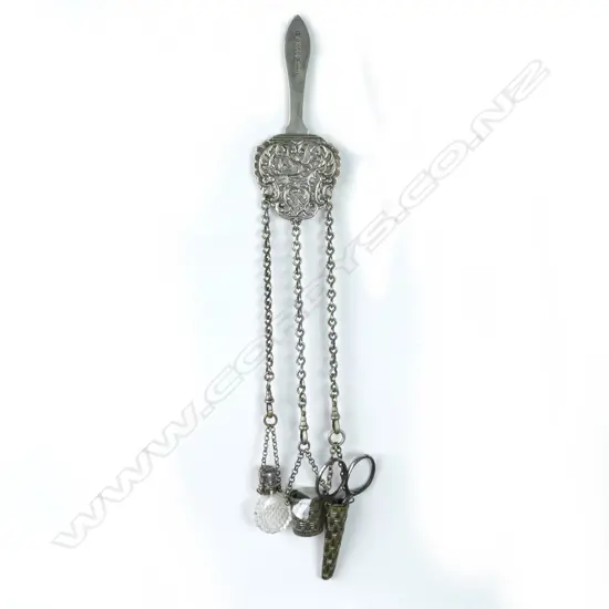 A French 19thC silver plate chatelaine