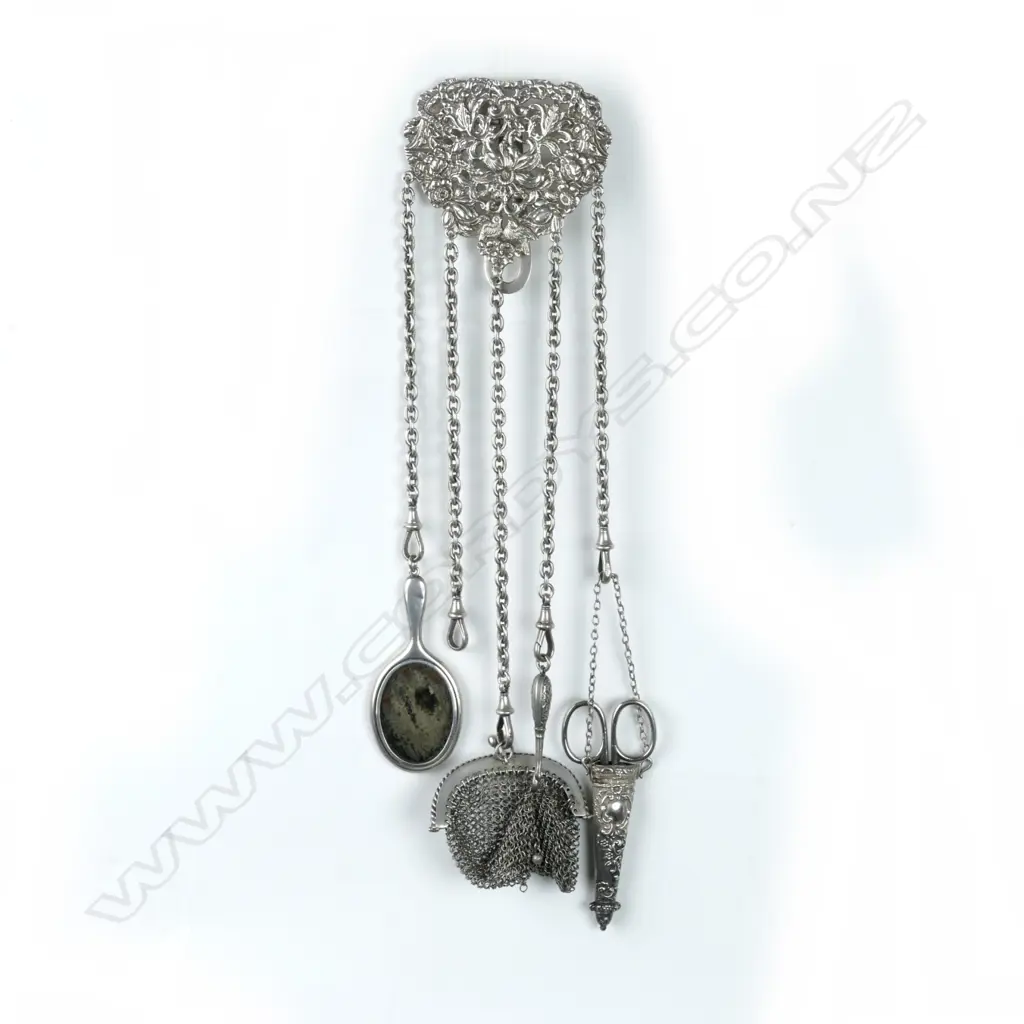 A Victorian sterling silver chatelaine Image 1++