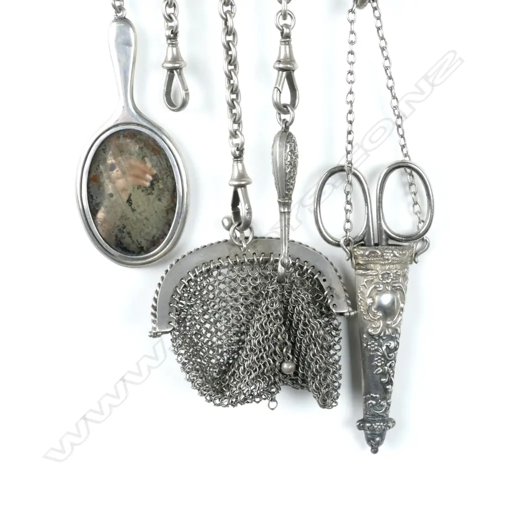A Victorian sterling silver chatelaine Image 1++