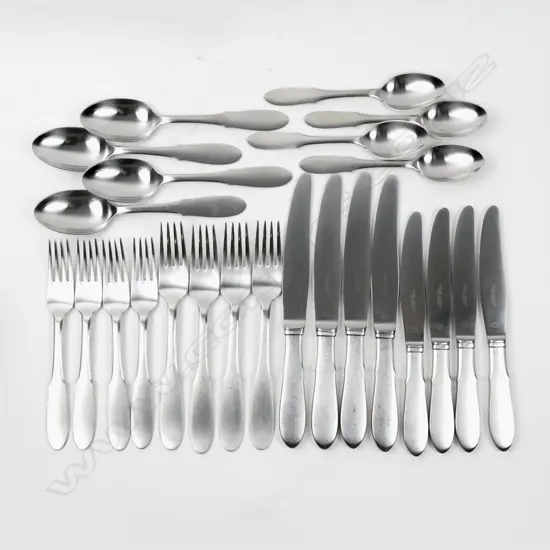 A four piece Georg Jensen brushed steel cutlery set