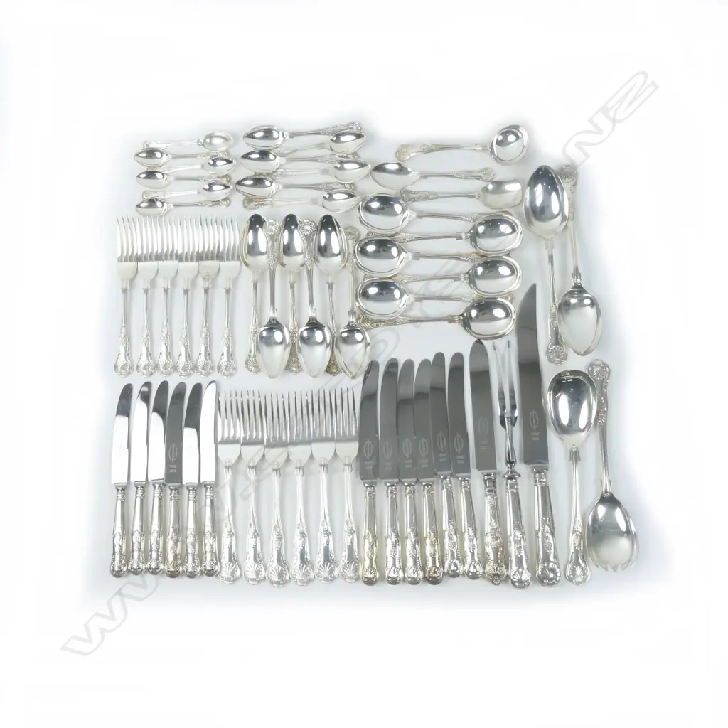 A double struck King's pattern six-place silver plate cutlery service Image 1++