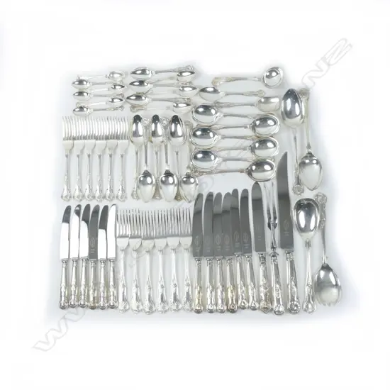 A double struck King's pattern six-place silver plate cutlery service