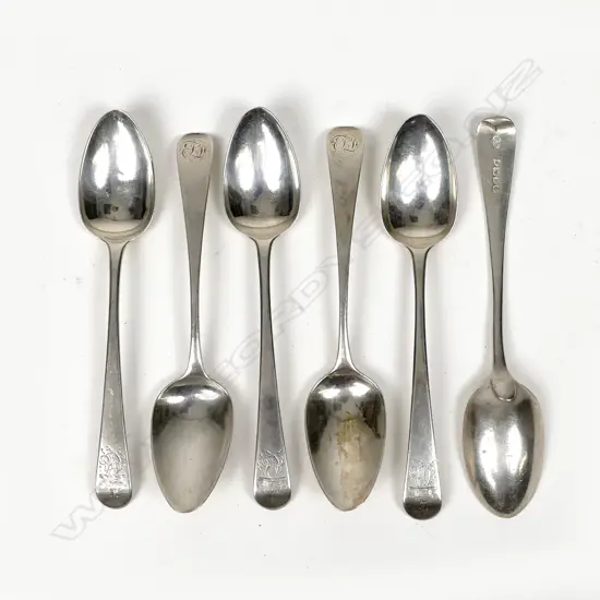 Six silver teaspoons