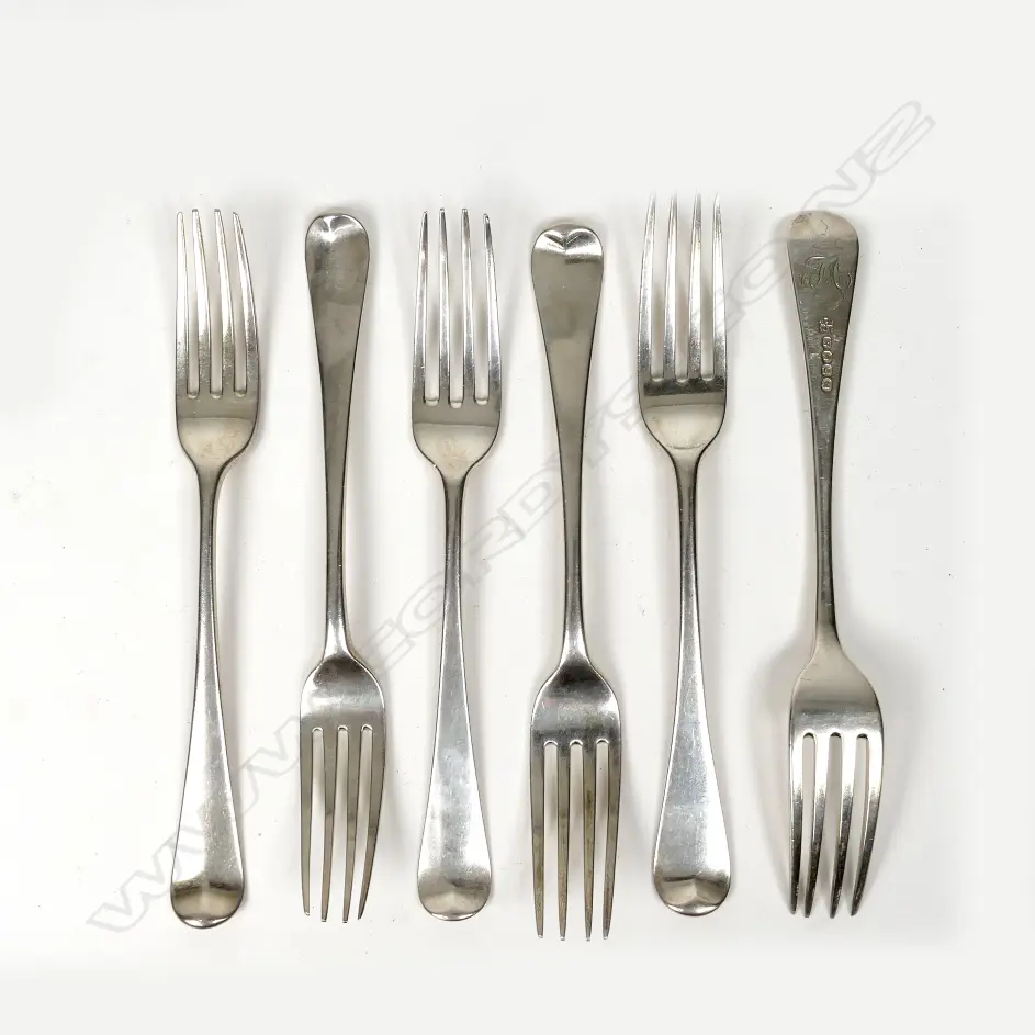 Six Georgian silver table forks Image 1++