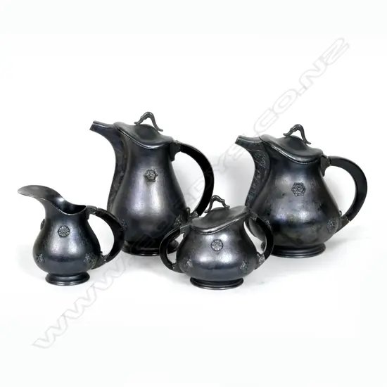 A four-piece German 800 standard silver tea and coffee set