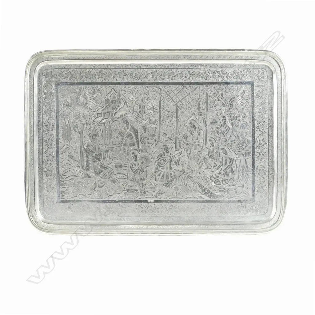 A Persian silver oblong tray Image 1++