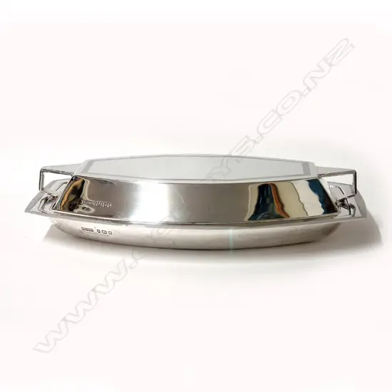 A striking silver Art Deco lidded entrée dish
