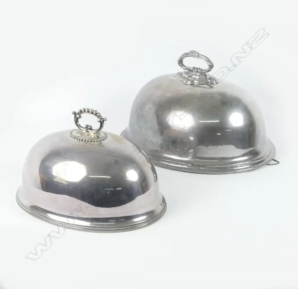 Two Victorian silver plated meat dish covers Image 1++