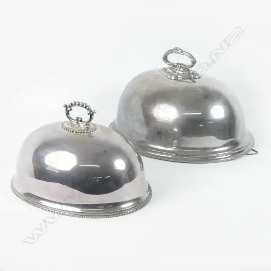 Two Victorian silver plated meat dish covers