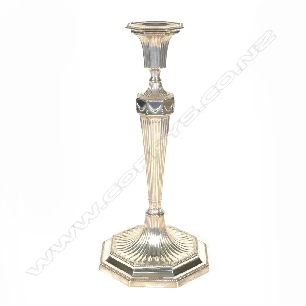 A rare matching set of four Victorian silver plated Adam style candlesticks Image 1++