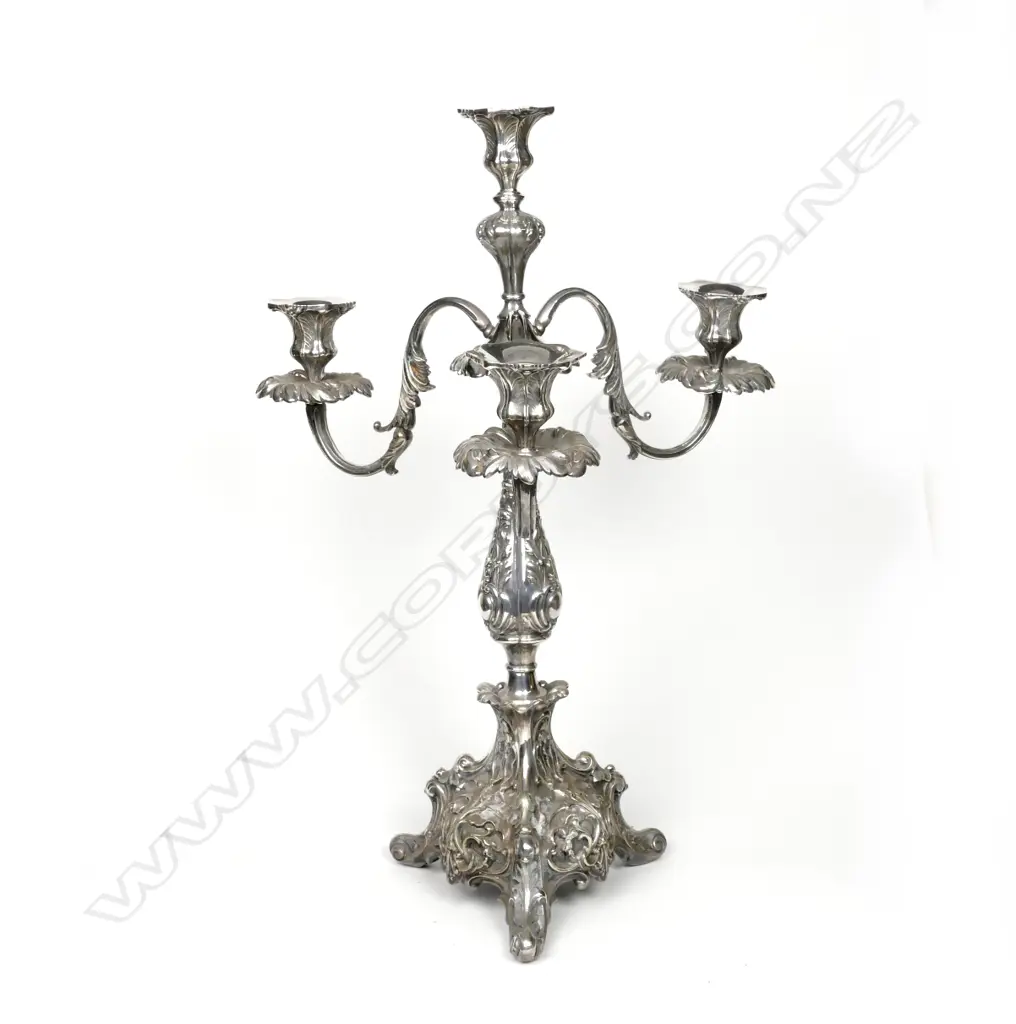 A James Dixon & Sons silver plated three-branch candelabra Image 1++