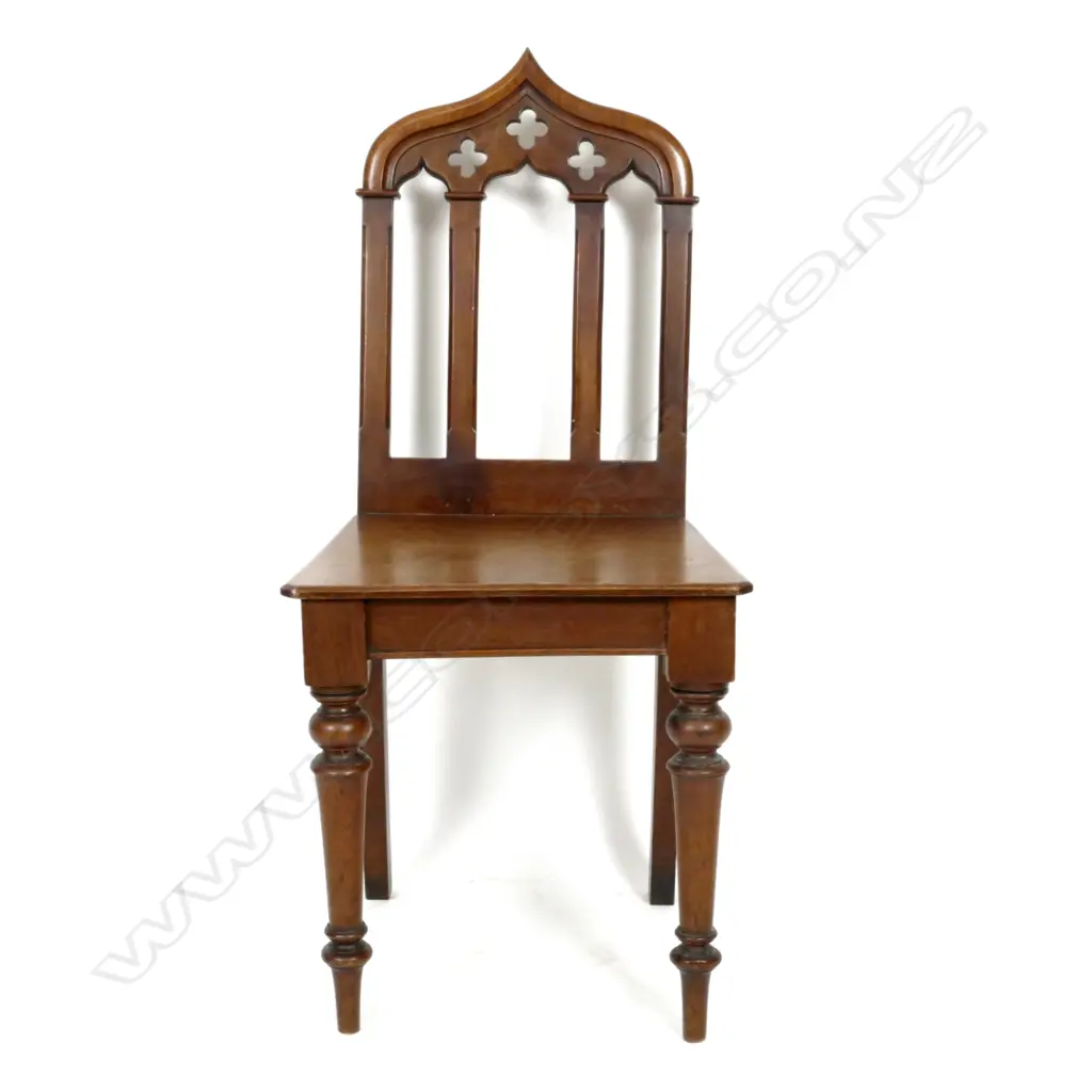 A late Victorian Gothic inspired walnut hall chair Image 1++