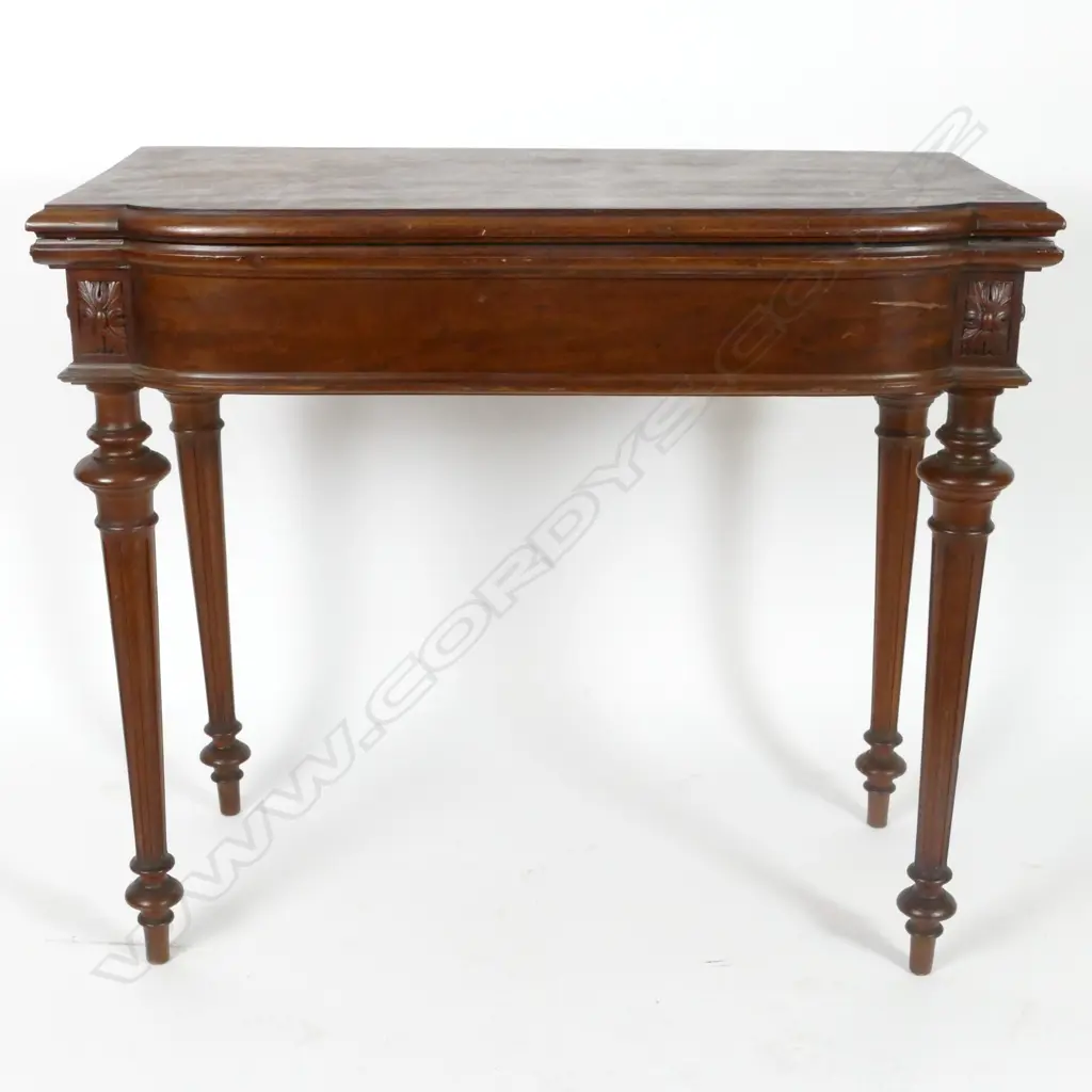 A 19thC mahogany fold-over card table Image 1++
