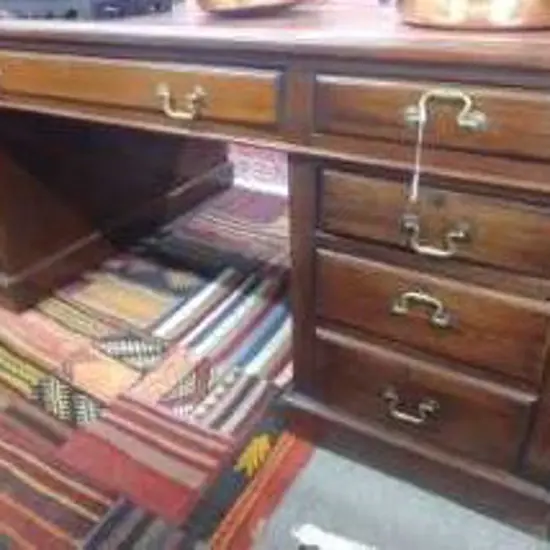 A Victorian mahogany twin pedestal partner's desk