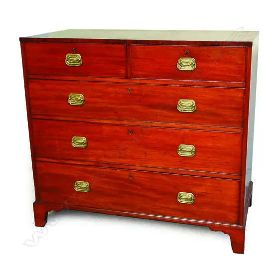 A Georgian mahogany flat front chest of drawers