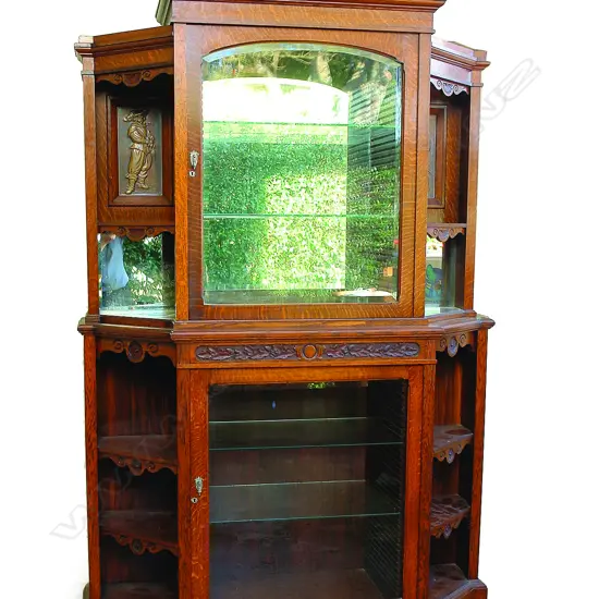 A good late Victorian oak display credenza