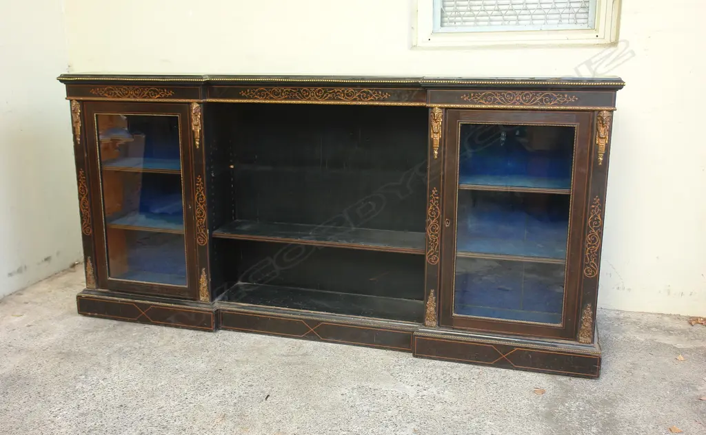 A Victorian ebonised display credenza Image 1++