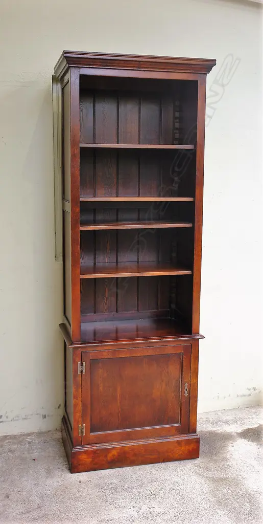 A Georgian country style tall narrow oak bookcase Image 1++