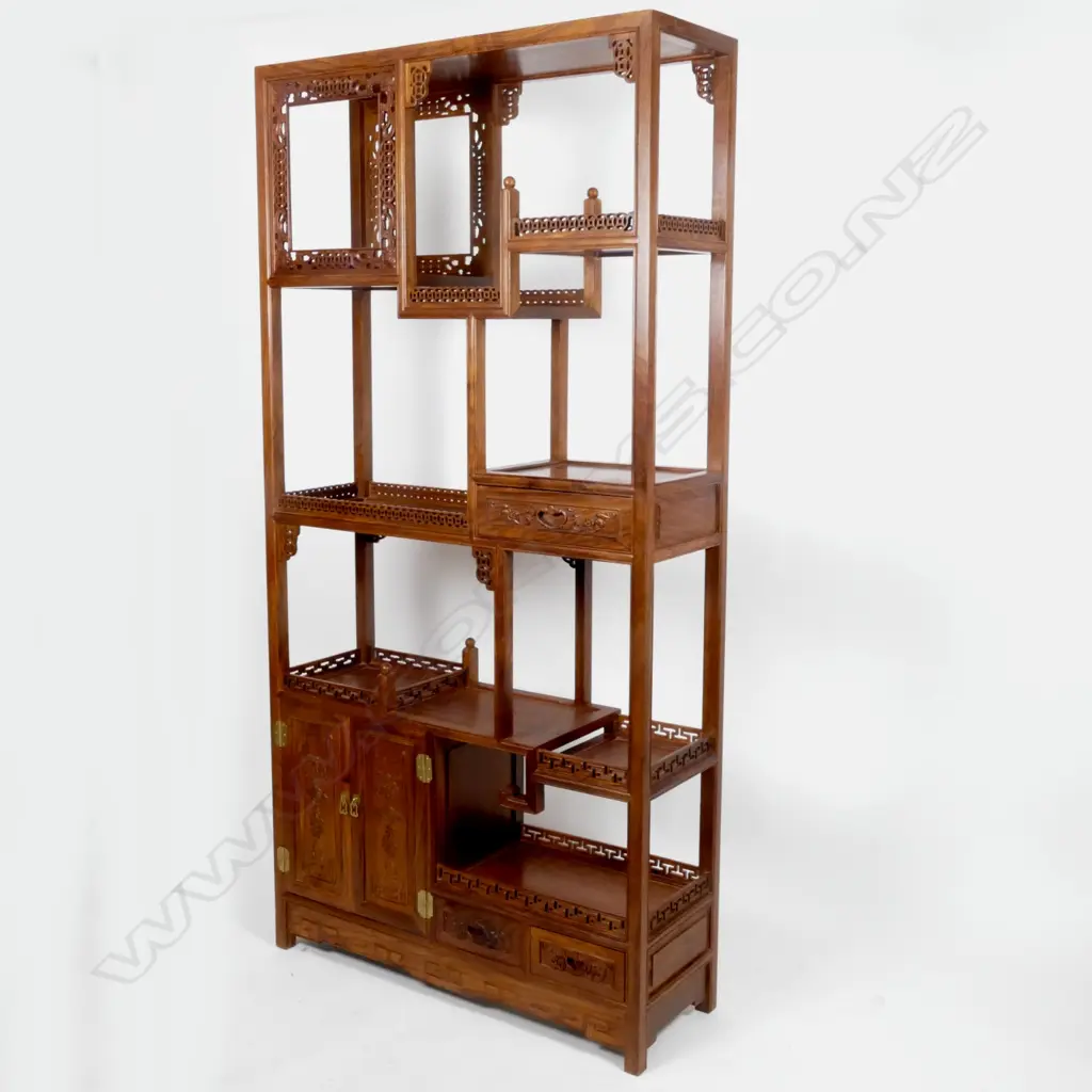 A matching pair of impressive Chinese huanghuali display cabinets Image 1++