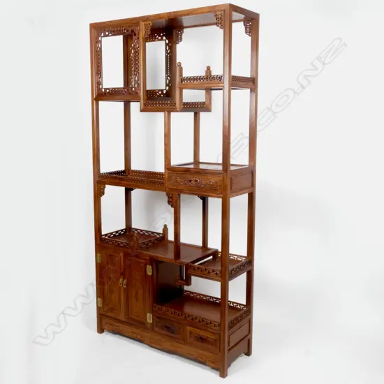 A matching pair of impressive Chinese huanghuali display cabinets