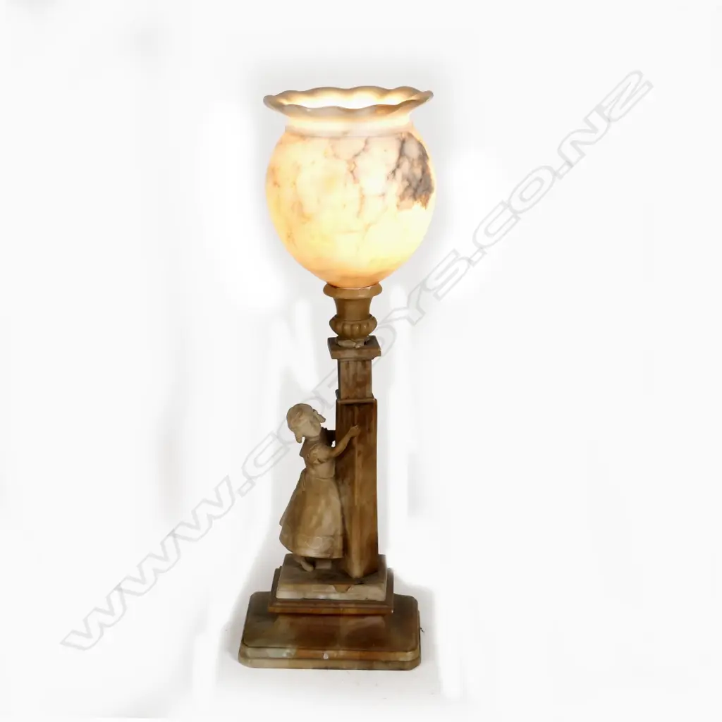 An early 1900s alabaster table lamp Image 1++