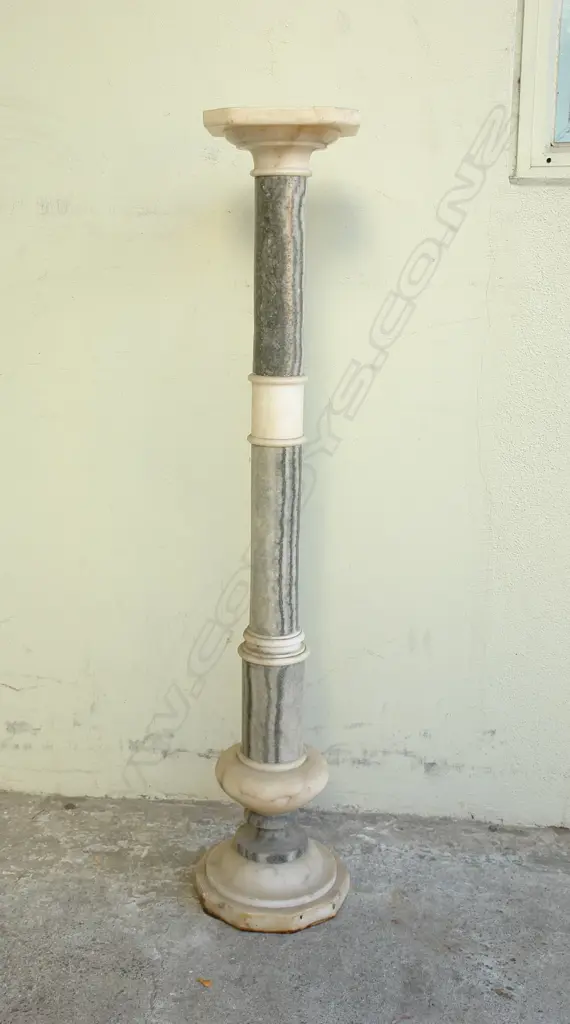 A late Victorian grey and pale alabaster torchiere Image 1++