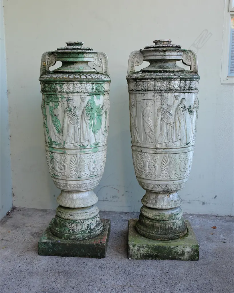 A pair of late 19thC large classical garden urns Image 1++