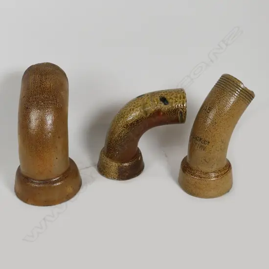 Three various diameter pottery 90° bends