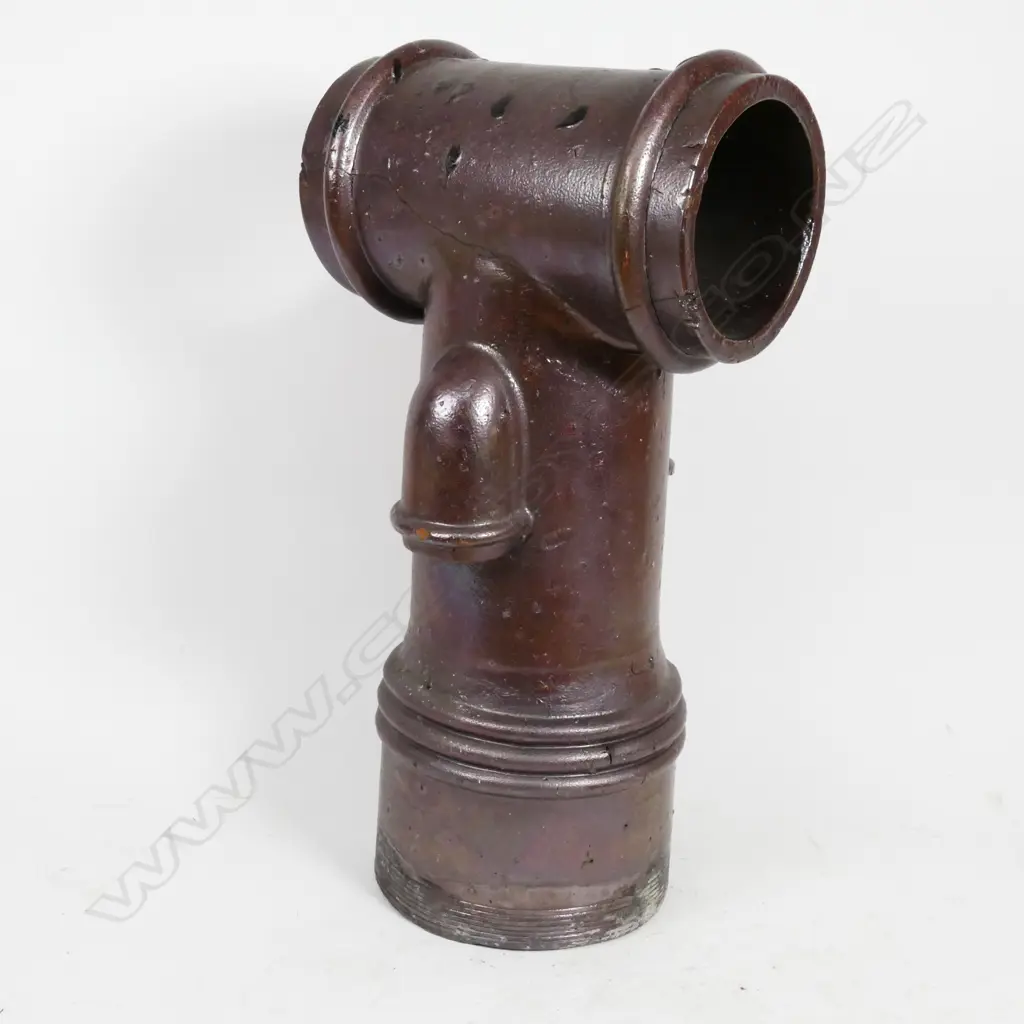 A dark lustrous brown salt glazed chimney pot Image 1++