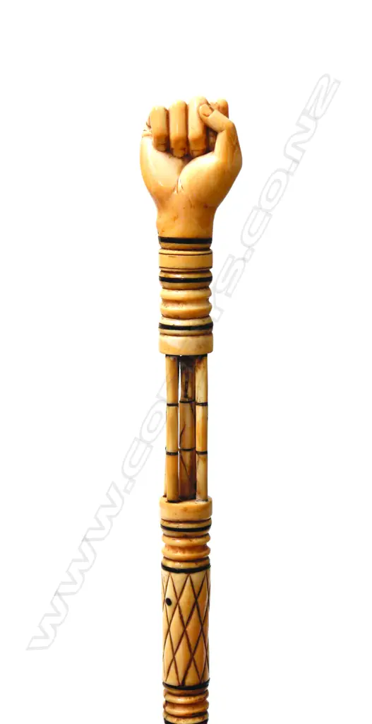 An impressive whalebone and marine ivory walking stick Image 1++