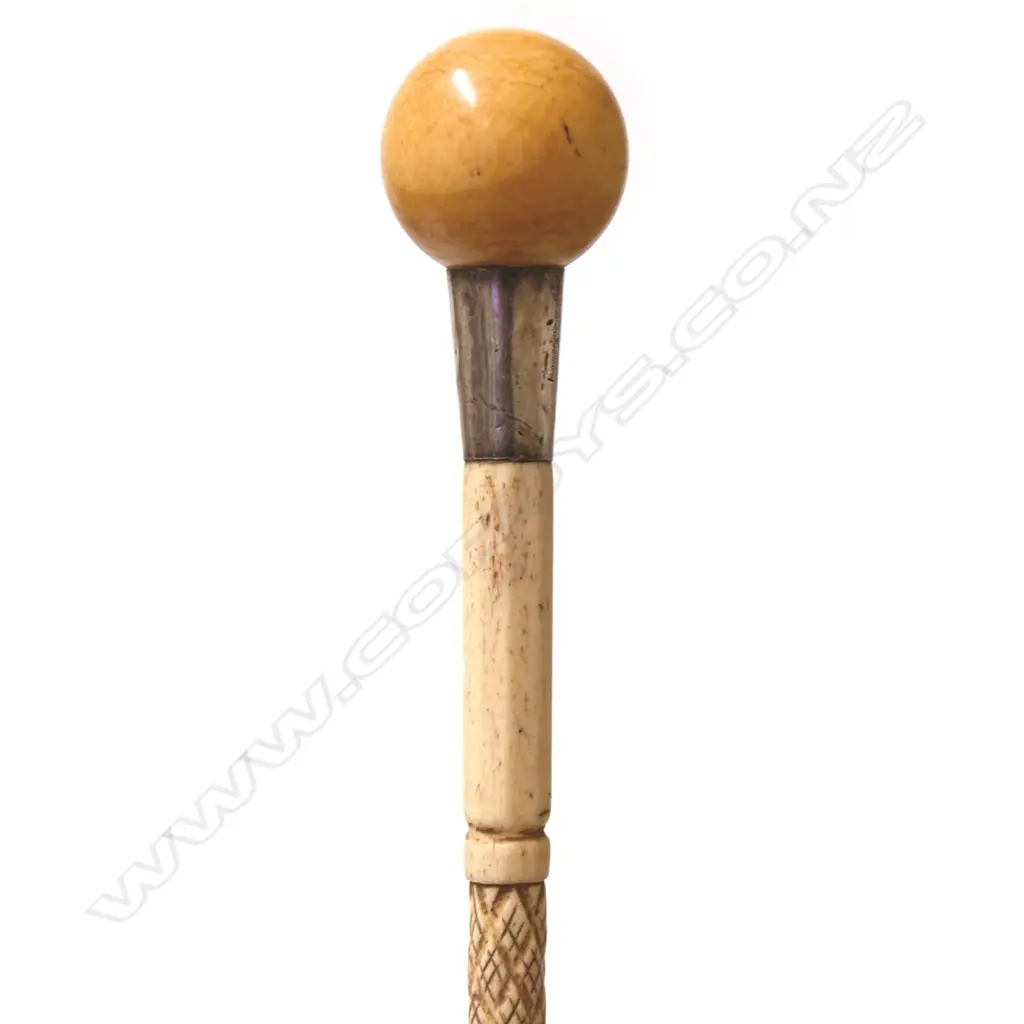 A whalebone and ivory walking cane Image 1++