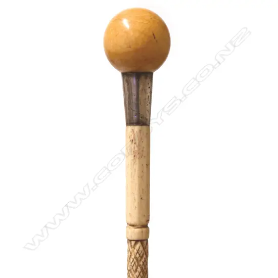 A whalebone and ivory walking cane