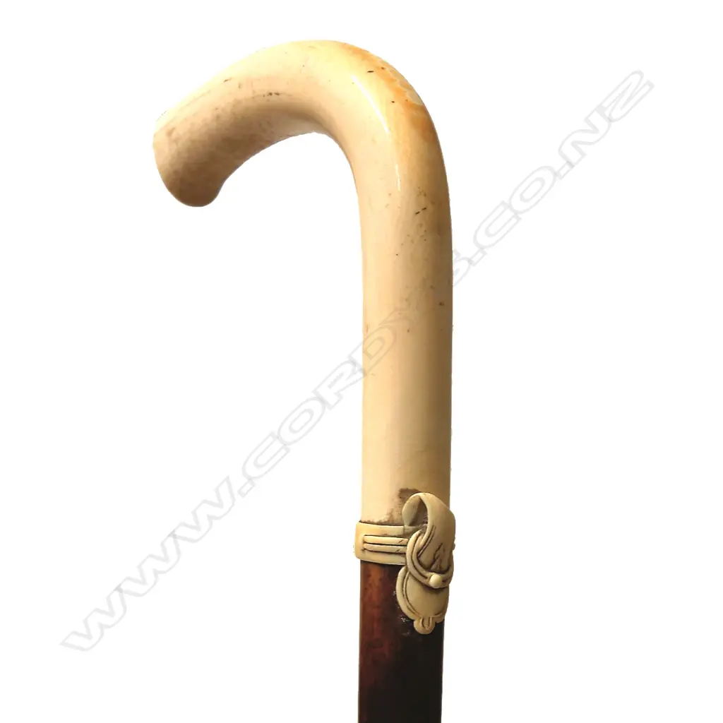 An ivory handled Malacca cane walking stick Image 1++