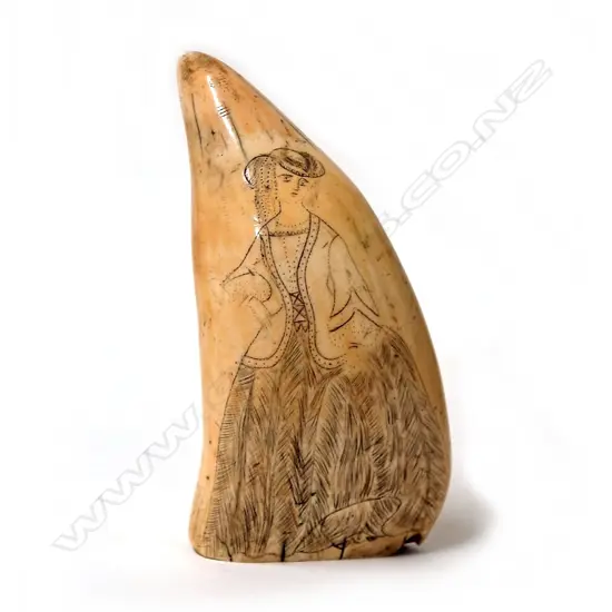 A 19thC large fine scrimshaw