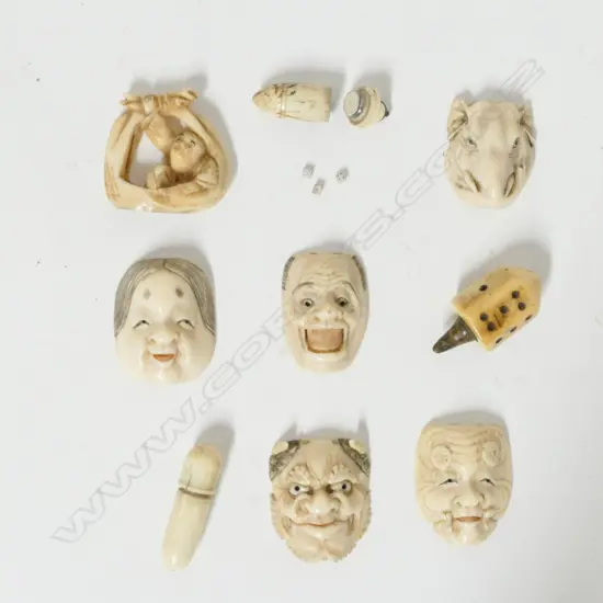 Nine small ivory pieces