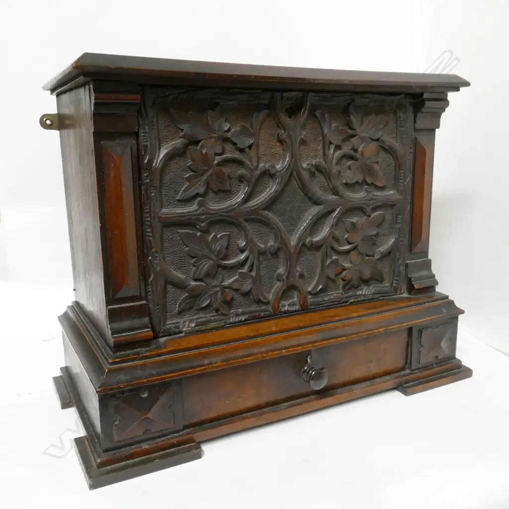 An Edwardian walnut smoker's cabinet Image 1++