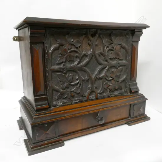 An Edwardian walnut smoker's cabinet