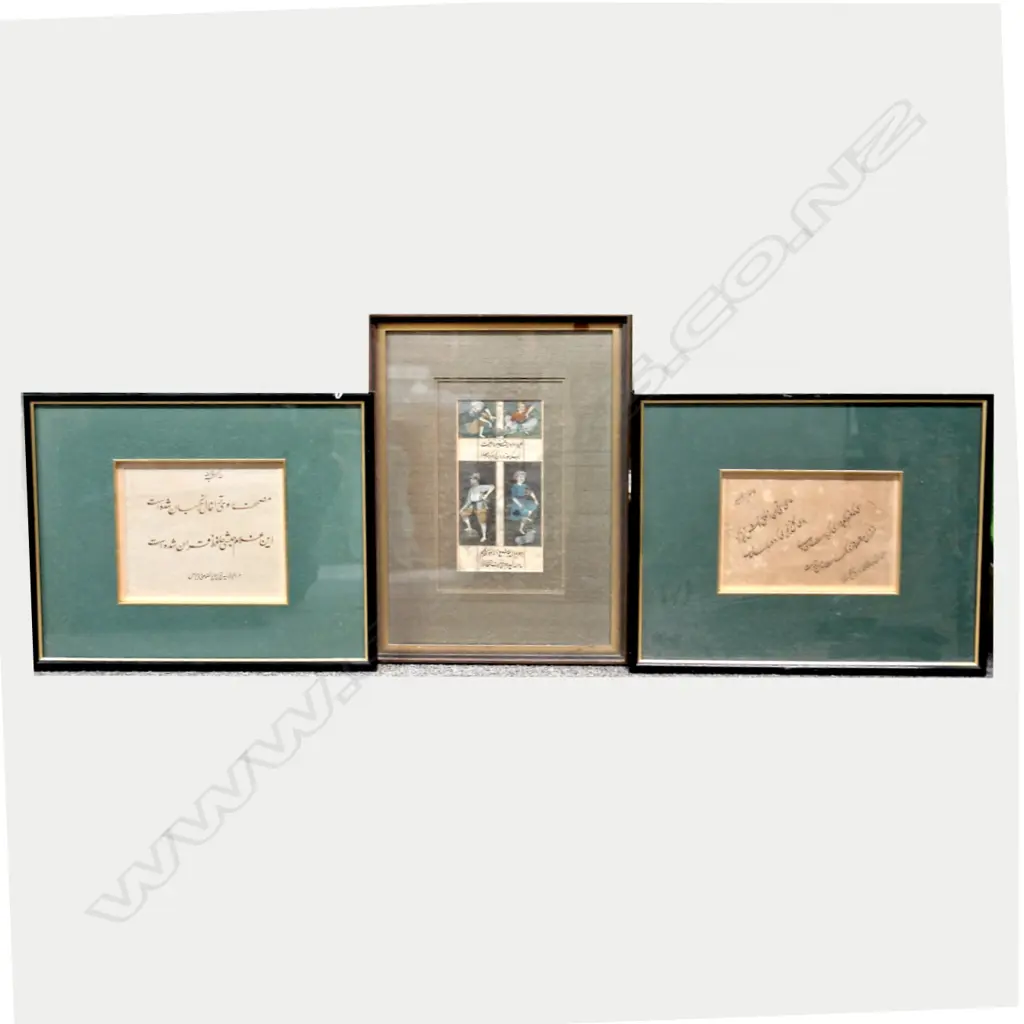 Three 19thC fine Islamic artworks on paper Image 1++