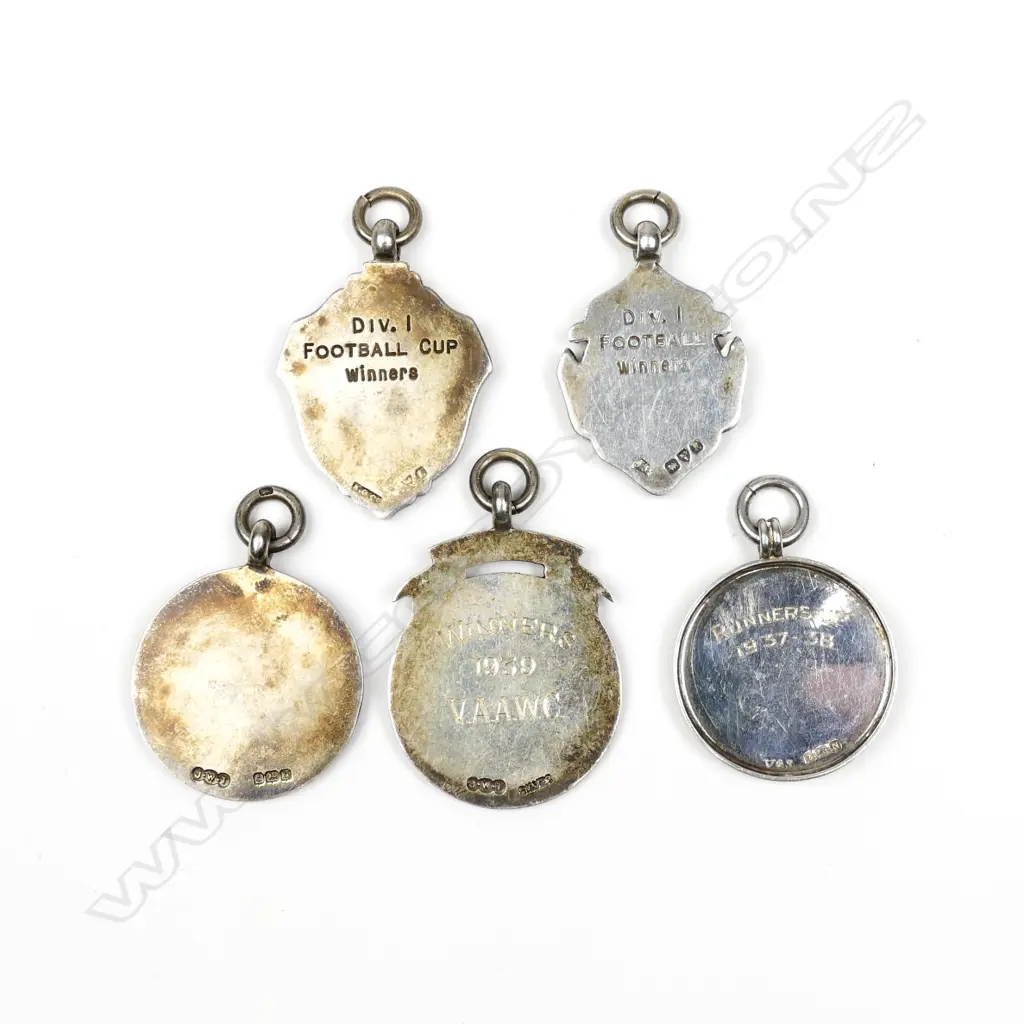 Six silver gold and enamel English football medals Image 1++