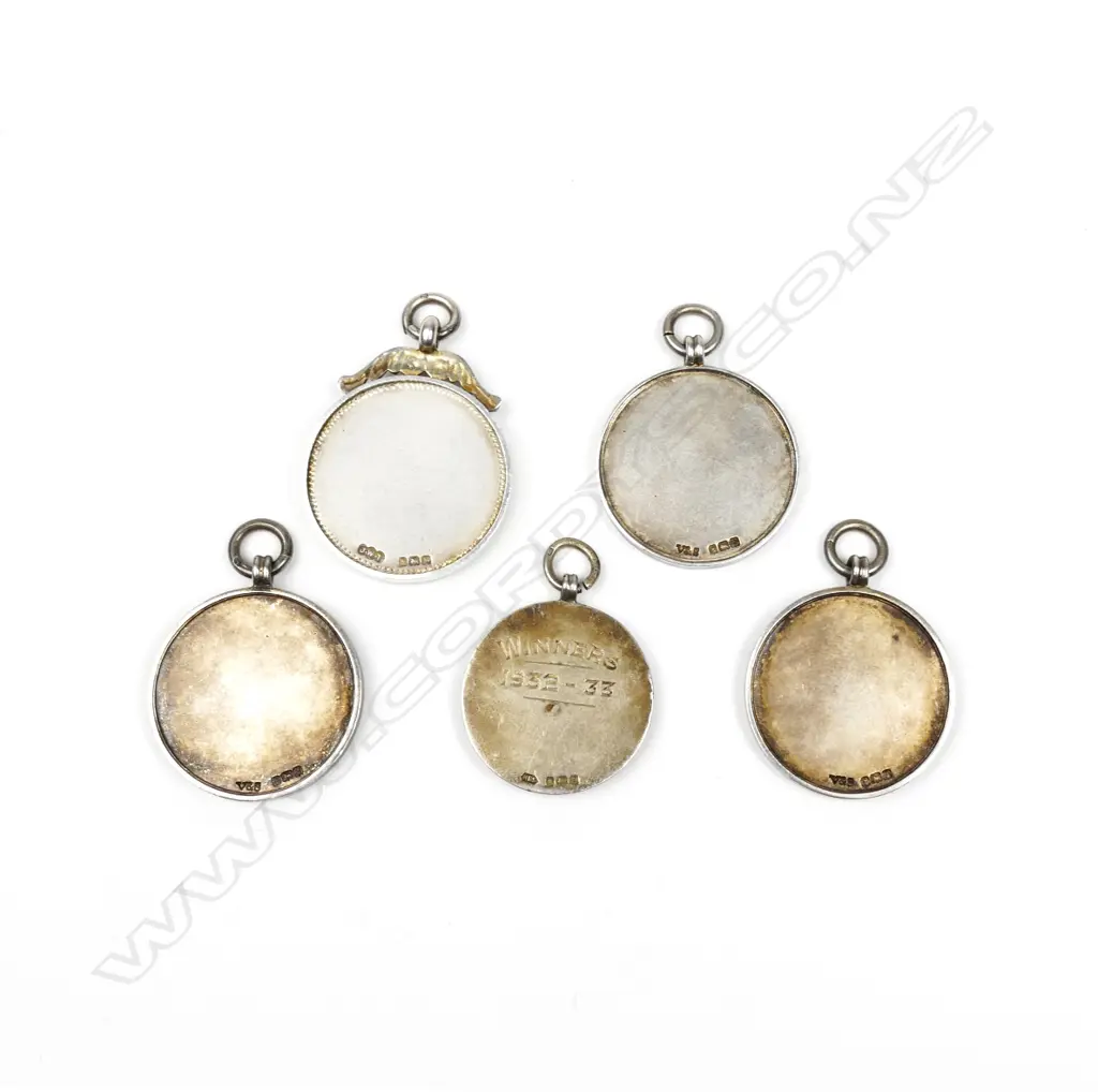 Four silver and enamel English school athletic medals Image 1++