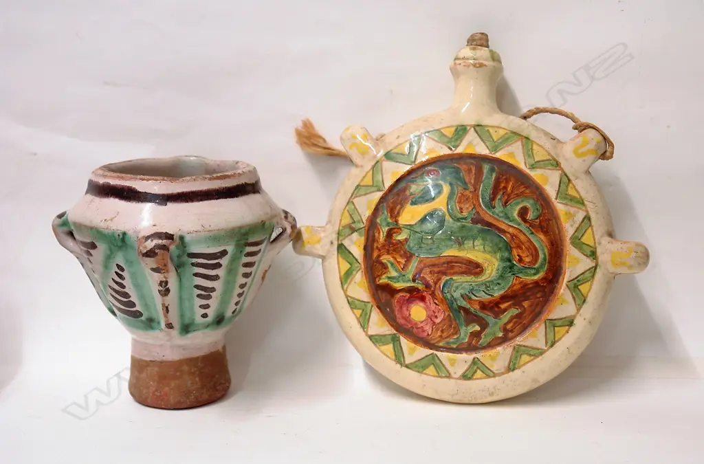 Two old Spanish majolica glazed pieces Image 1++