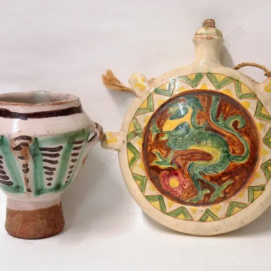 Two old Spanish majolica glazed pieces