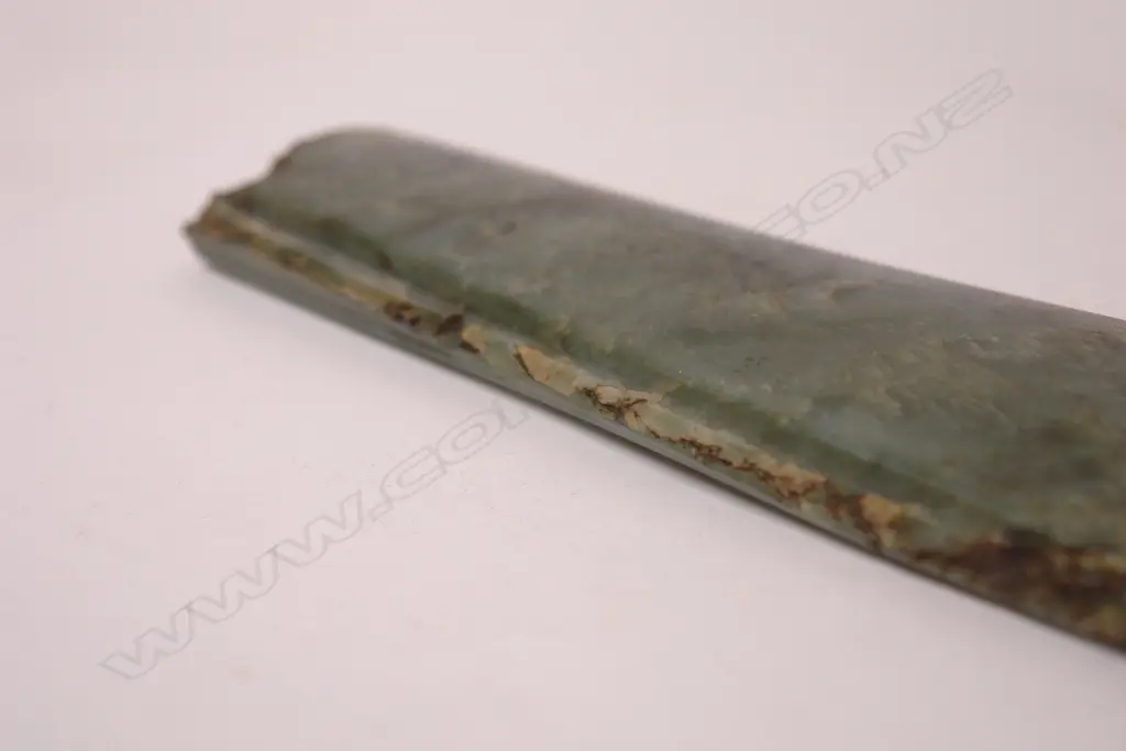 A pre-European Maori carved pounamu large toki (adze blade) Image 1++