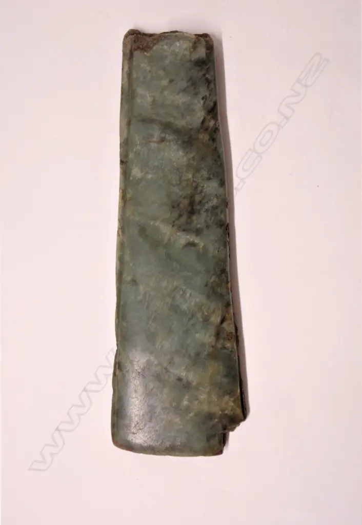 A pre-European Maori carved pounamu large toki (adze blade) Image 1++