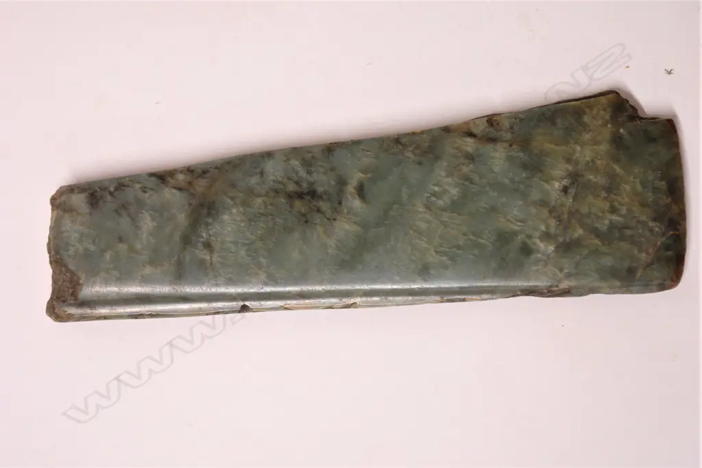 A pre-European Maori carved pounamu large toki (adze blade) Image 1++