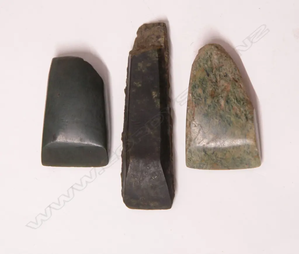 Three old Maori pounamu small toki Image 1++