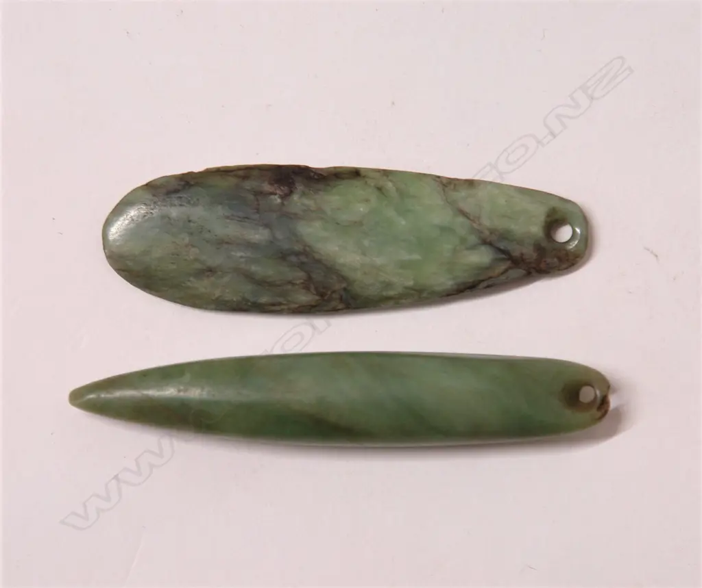 Two early Maori pounamu kuru Image 1++